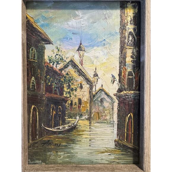 Vintage Original Oil Painting Venice Italy Canal Signed Framed 8x10 Art Adams? - Picture 3 of 11